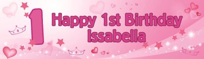 Happy 1st Birthday Princess Customized Bannner Singapore