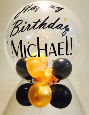 Customised Gold Twinkle Stars Bubble Balloon Singapore