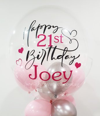 Customised Happy 21st Birthday Bubble Balloon Singapore