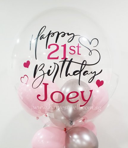 Customised Happy 21st Birthday Bubble Balloon