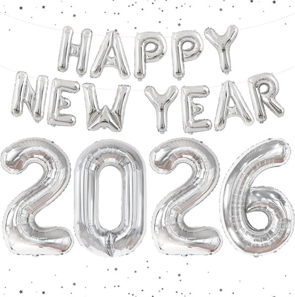 HAPPY NEW YEAR 2026 Silver Mini Letter Balloon Set Singapore