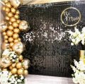 Black Shimmery Wall with Balloon Garland Singapore