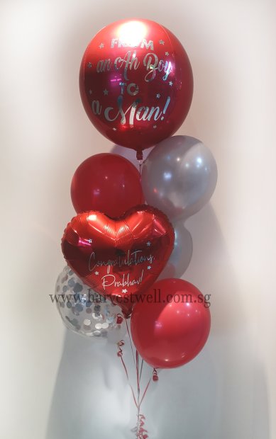Personalised Red Apple Theme Balloon Bouquet Singapore