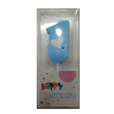#1 Blue with White Heart Candle Singapore