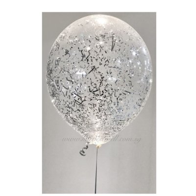 Silver Glitter Helium Latex Balloon Singapore