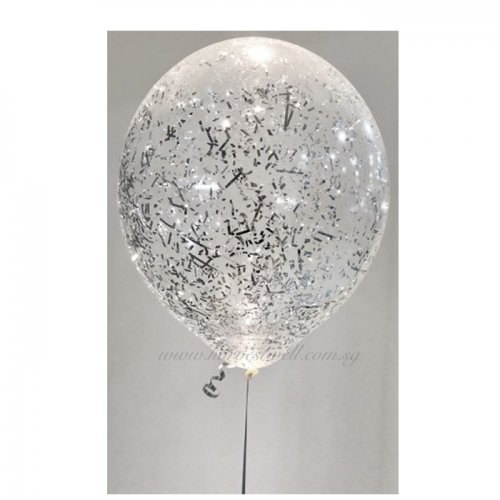 Silver Glitter Helium Latex Balloon