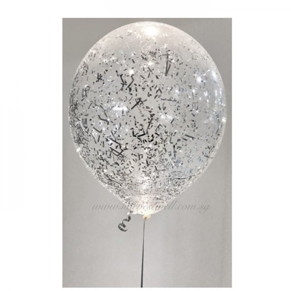 Silver Glitter Helium Latex Balloon