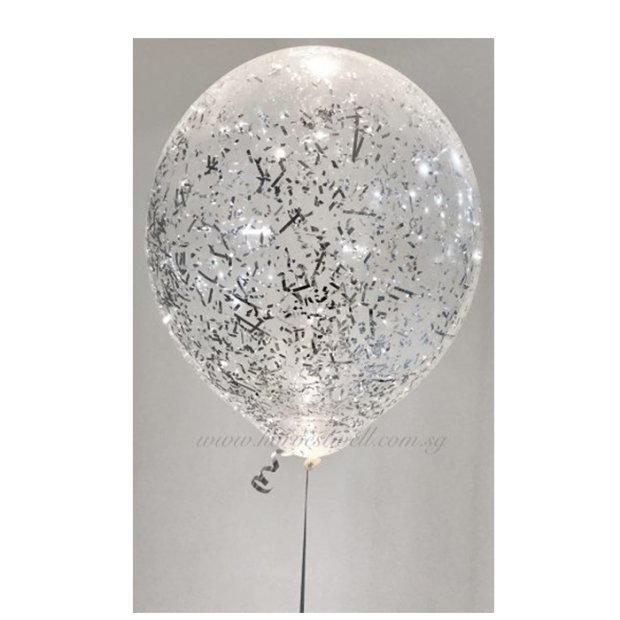 Silver Glitter Helium Latex Balloon Singapore