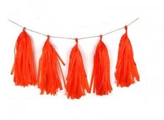 Orange Tissue Tassel Garland