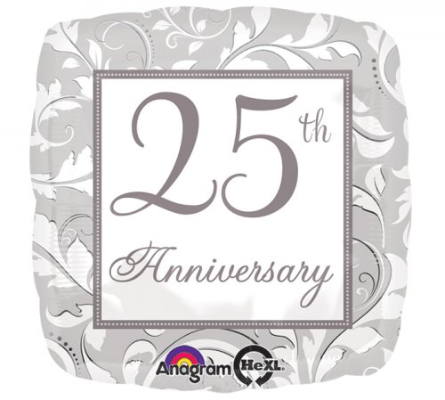 25th Anniversary Square Mylar Balloon