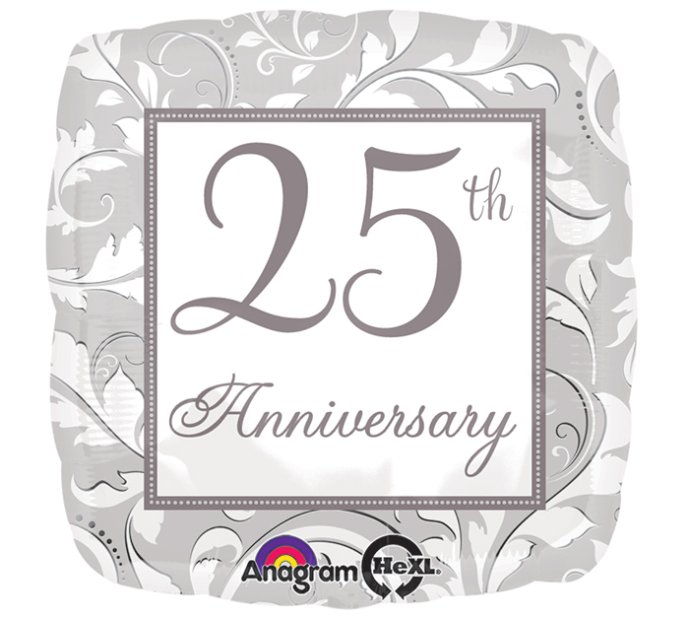 25th Anniversary Square Mylar Balloon Singapore