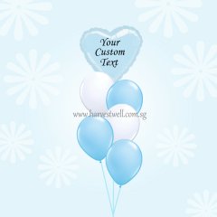 Customize Light Blue Foil Balloon On Top Balloon Bouquet