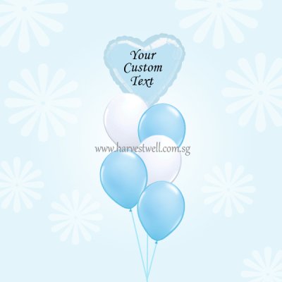 Customize Light Blue Foil Balloon On Top Balloon Bouquet Singapore