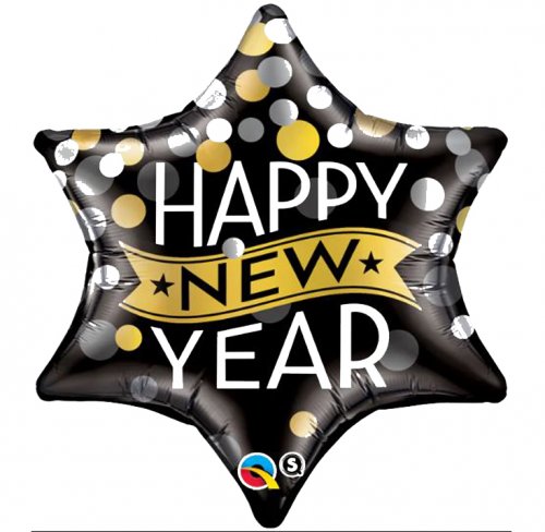 Happy New Year Star Mylar Balloon