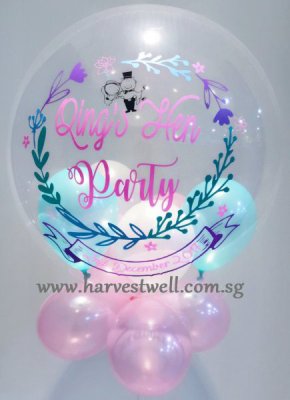 Personalised Floral Frame Theme Bubble Balloon Singapore