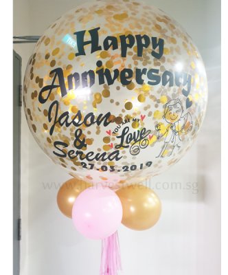 Personalized Jumbo Anniversary Couple Helium Latex Balloon Singapore