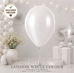 White Colour Helium Latex Balloon