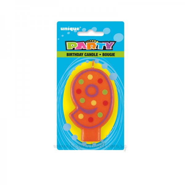 Number 9 Colourful Numeral Candle