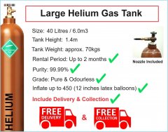 Large Helium Gas Tank Include Delivery and Collection