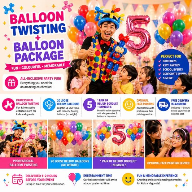 Balloon Twisting + Helium Balloon Party Package Singapore