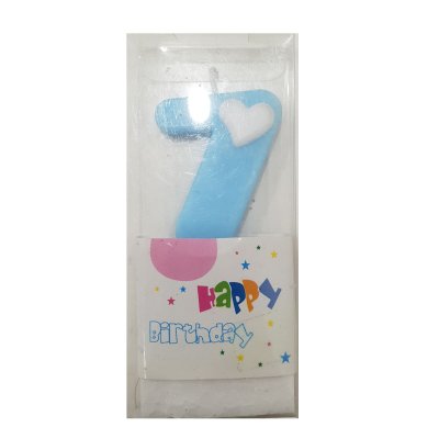 #7 Blue with White Heart Candle Singapore