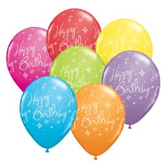 Happy Birthday Colorful Elegant Sparkles Helium Latex Balloon