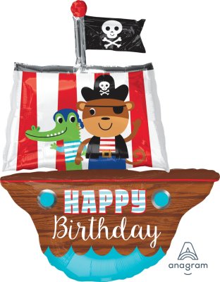 Happy Birthday Pirate Ship Super Shape Mylar Balloon Singapore