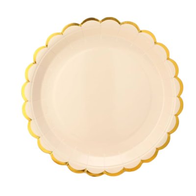 Gold Scalloped Cream 7inches Dessert Paper Plate 16pcs Singapore