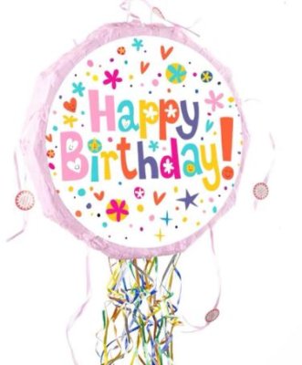 Happy Birthday Pink Pull String Pinata Singapore
