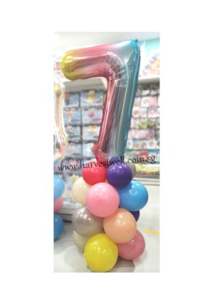 Pastel Megaloon Number Balloon Column Singapore