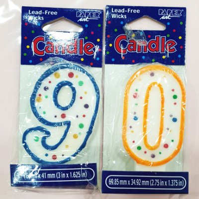 PROMO Number Blue 9 and Orange 0 Dots Candle Set Singapore