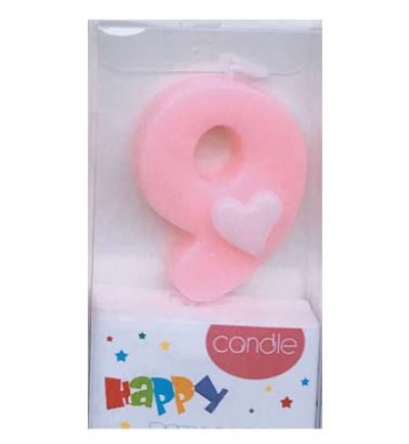 #9 Pink with White Heart Candle Singapore