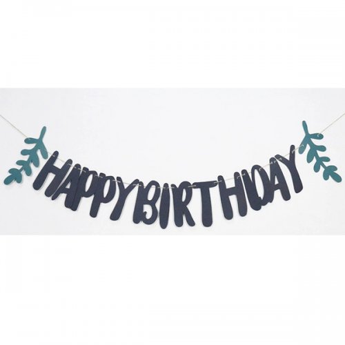 Greenery Black Birthday Jointed Banner