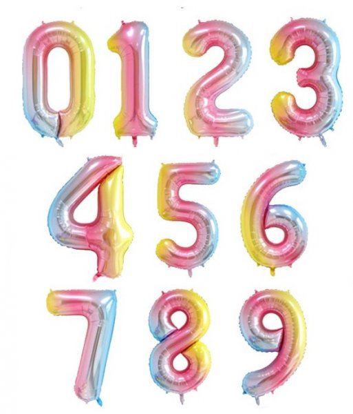 Megaloon Number Pastel Ombre Foil Balloon