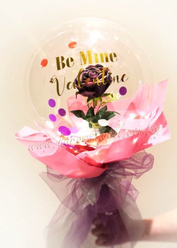I Love You Personalized Purple Rose Balloon Handheld Bouquet
