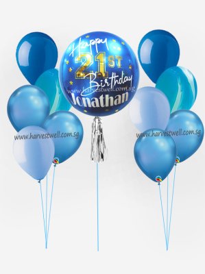 Personalize ORBZ Saphire Blue Balloon Bundle Set Singapore