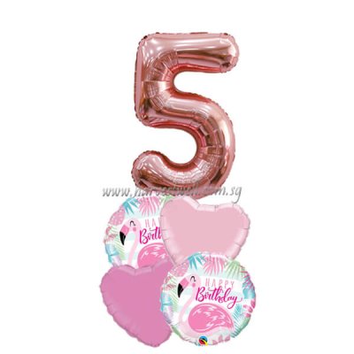 Tropical Sweet Pink Flamingo Birthday Age Balloon Package Singapore