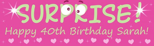 SUPRISE! Happy Birthday Pink Customized Banner