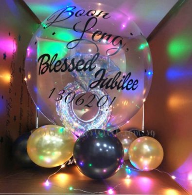 Customize Blessed Balloon Box with Ring in Bubble Balloon Singapore