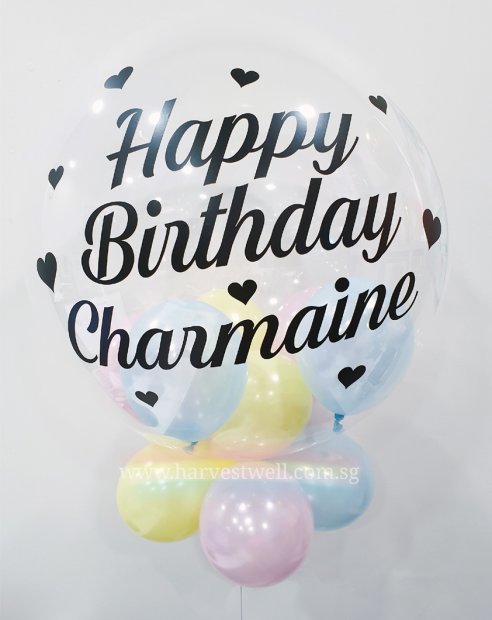 Customised Happy Birthday Stars Around Bubble Balloon Singapore