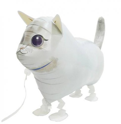 Walking Pet Animal Balloon - Cat (White)