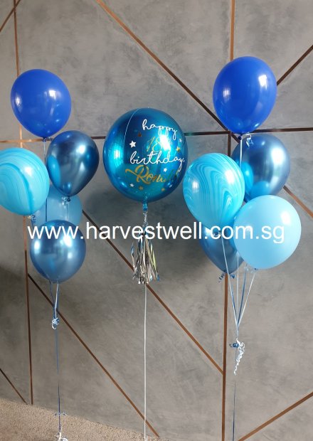 Personalize ORBZ Saphire Blue Balloon Bundle Set Singapore