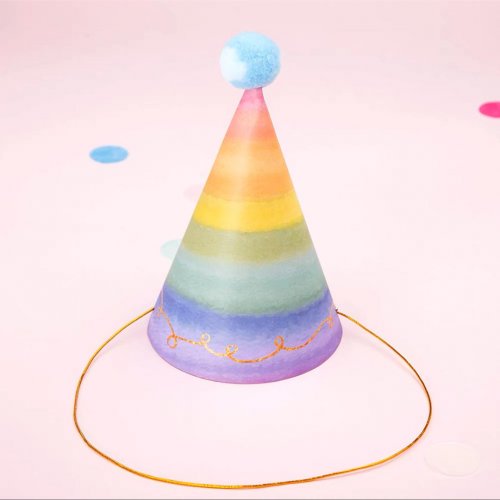 Rainbow Birthday Party Cone Hat