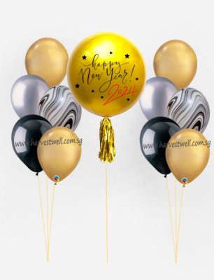 Personalize Happy New Year ORBZ Balloon Bundle Set Singapore