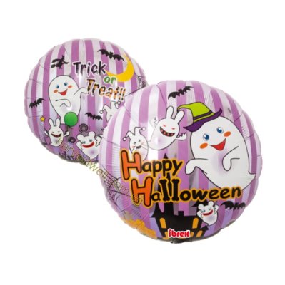 Happy Halloween Purple Stripe Ghost Mylar Balloon Singapore