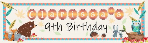 Woodland's Themed Animal Birthday Customized Banner