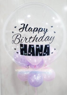 Customised Birthday Hearts Bubble Balloon Singapore