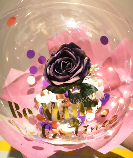 I Love You Personalized Purple Rose Balloon Handheld Bouquet Singapore
