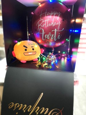 Customize Surprise Box with ORBZ Wine Red Balloon Singapore
