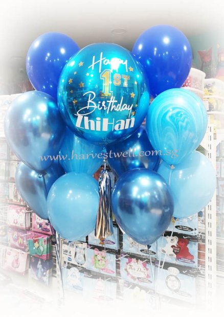 Personalize ORBZ Saphire Blue Balloon Bundle Set Singapore